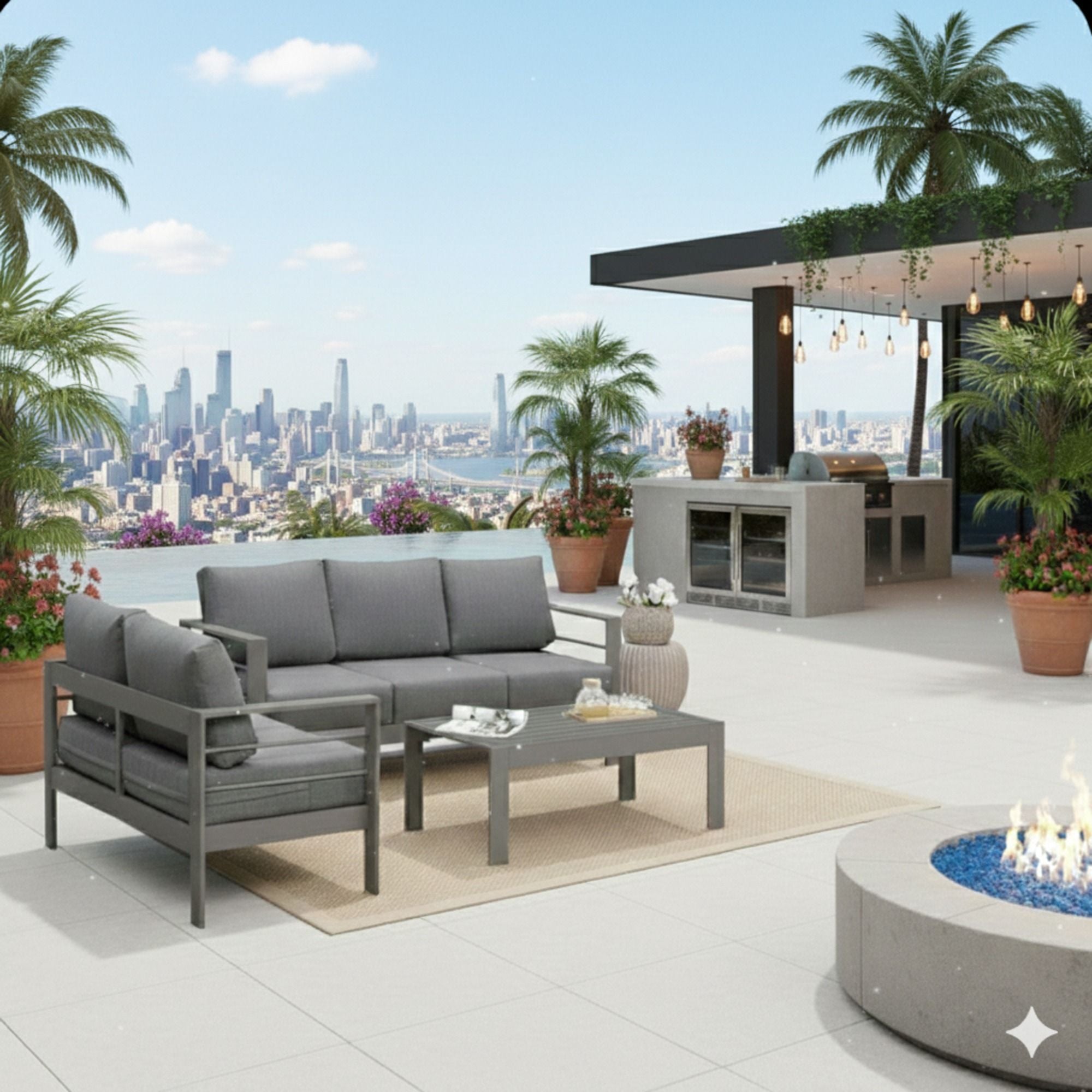 Outdoor Patio Set All-Weather With Thick Cushions