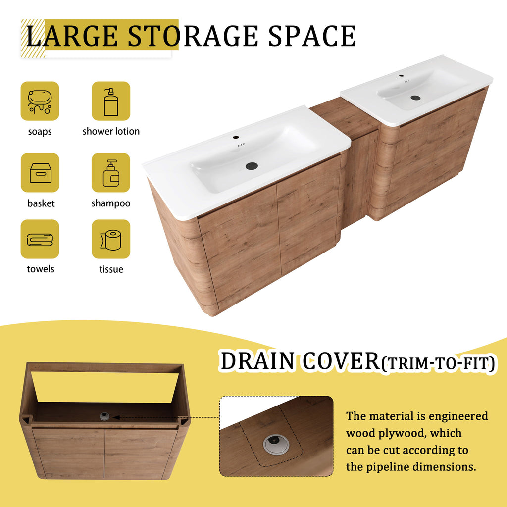 Soft Close Door Freestanding Bathroom Vanity With Sink, 1 Small Storage Cabinet