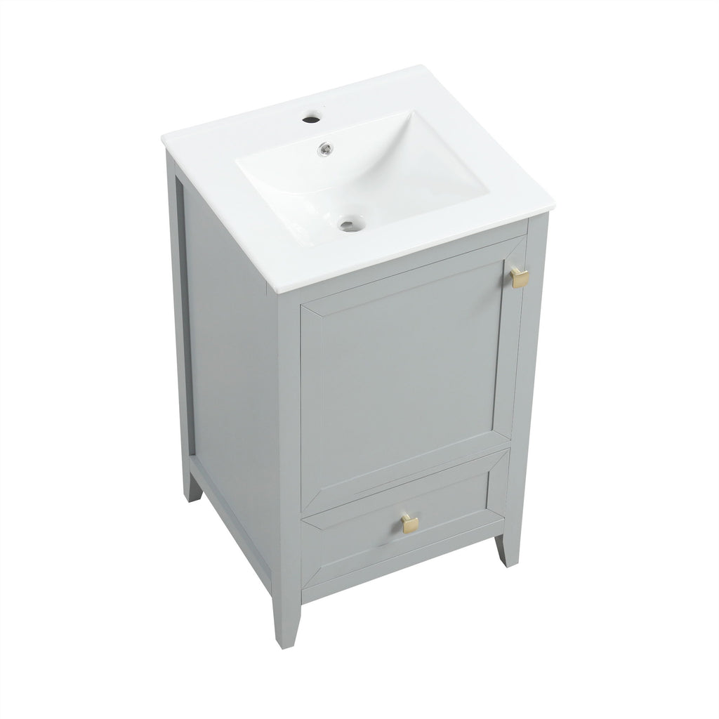 Bathroom Vanity With Sink, Soft Closing Cabinet Door, Storage Rack And Drawer