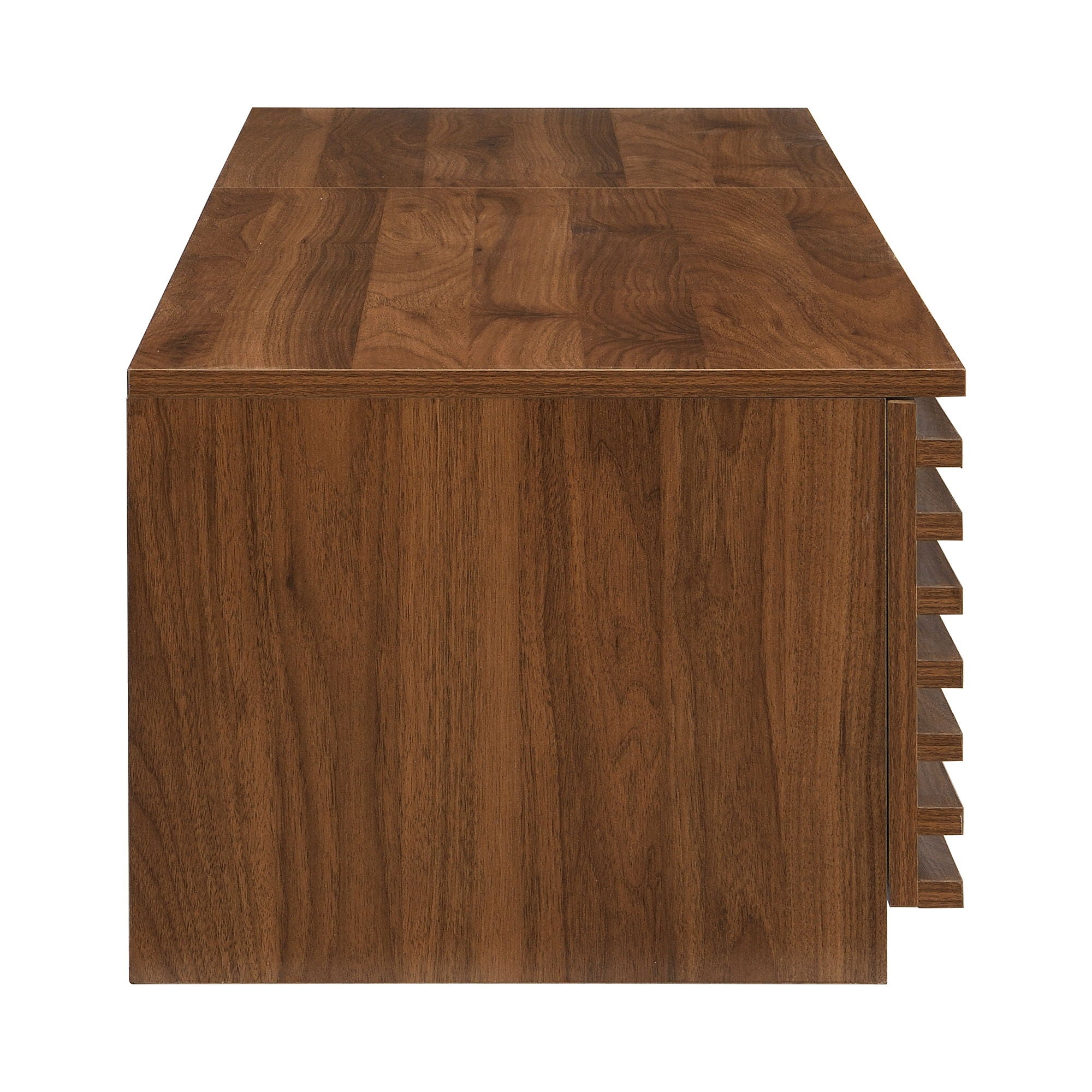 TV Stand With LED Lighting, Soft Closing Hinges, Cable Management - Walnut