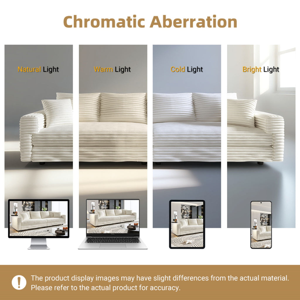 4 Seat Sofa, Modern Comfy Upholstered Sofa Cloud Couch, Deep Seat Couches With Soft Pillows