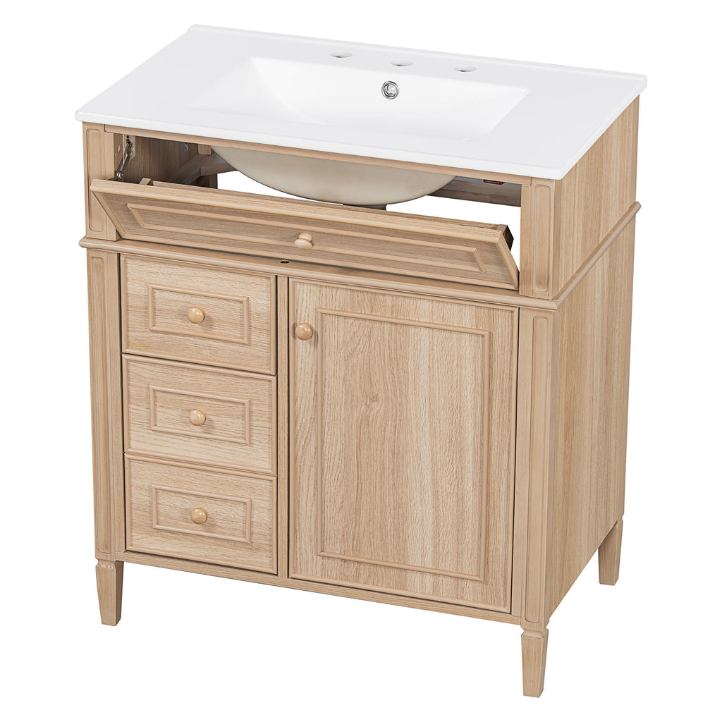 Bathroom Vanity With Sink, Flip Out Drawer, 2 Soft Close Drawers, 1 Soft Close Door - Wood
