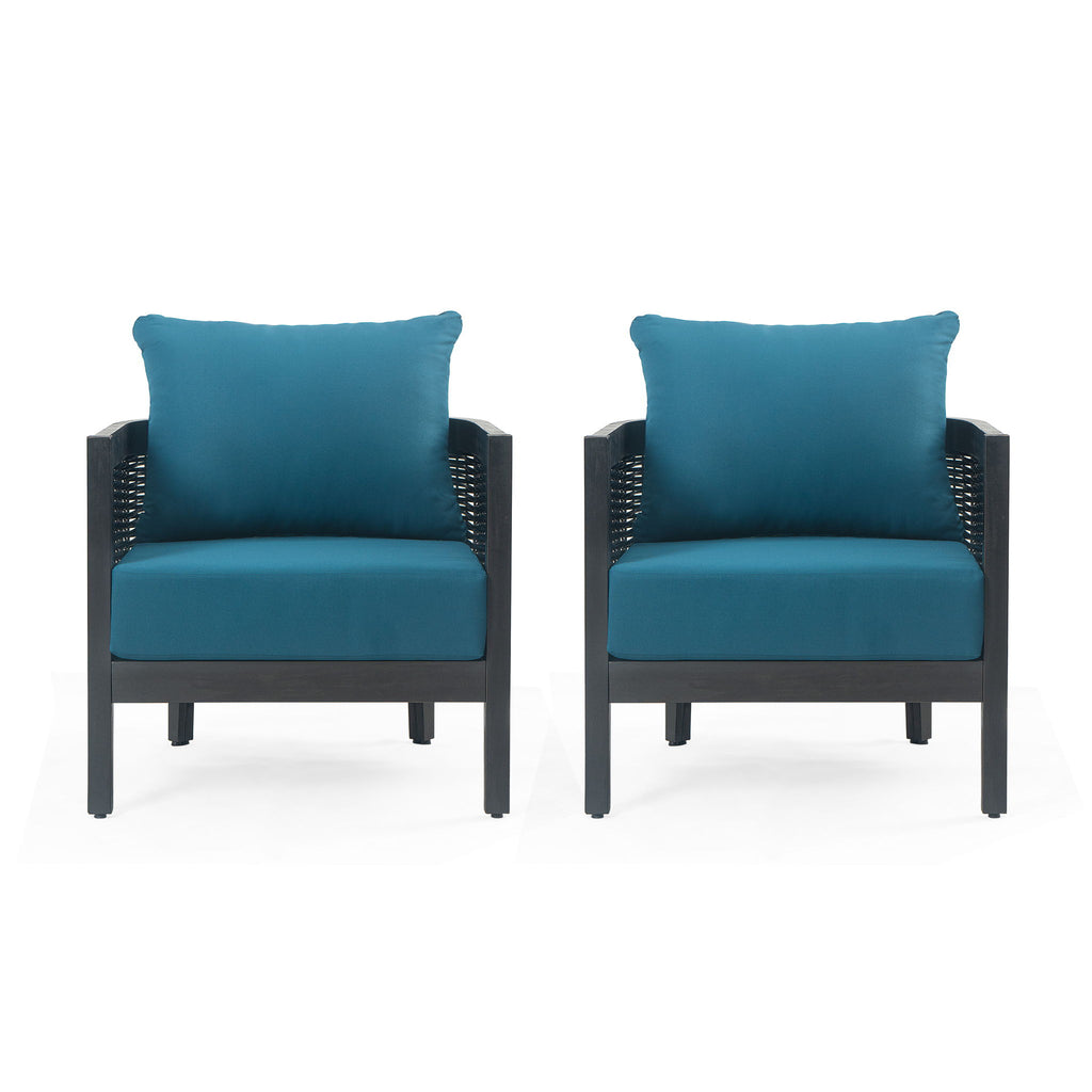 Outdoor Acacia Wood Club Chairs With Cushions