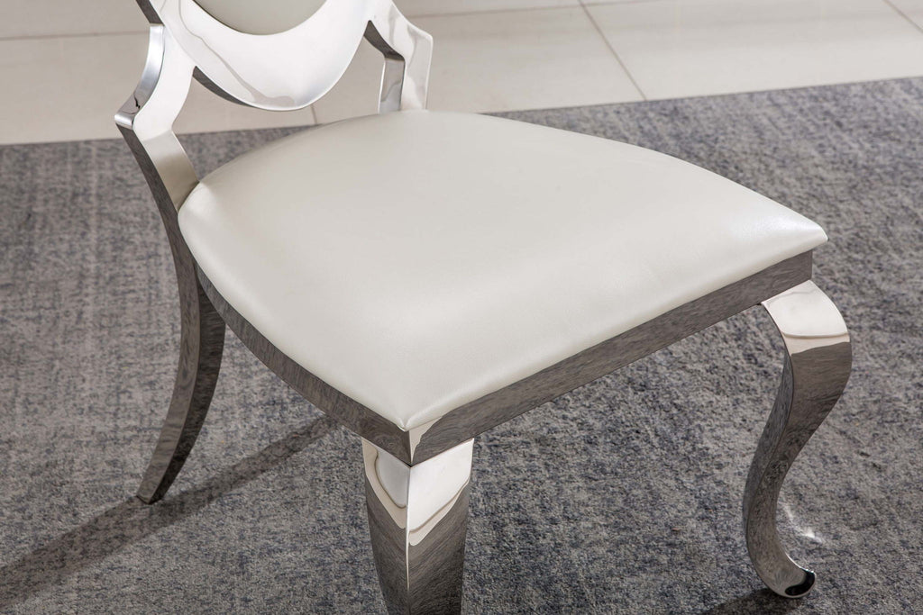 Dining Chair With Oval Backrest, Stainless Steel Legs (Set of 2)