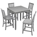 5 Piece Dining Table Set, Wooden Dining Square Table Set For 4, Counter Height Kitchen Table Set With Square Table And 4 Upholstered Chairs - Gray