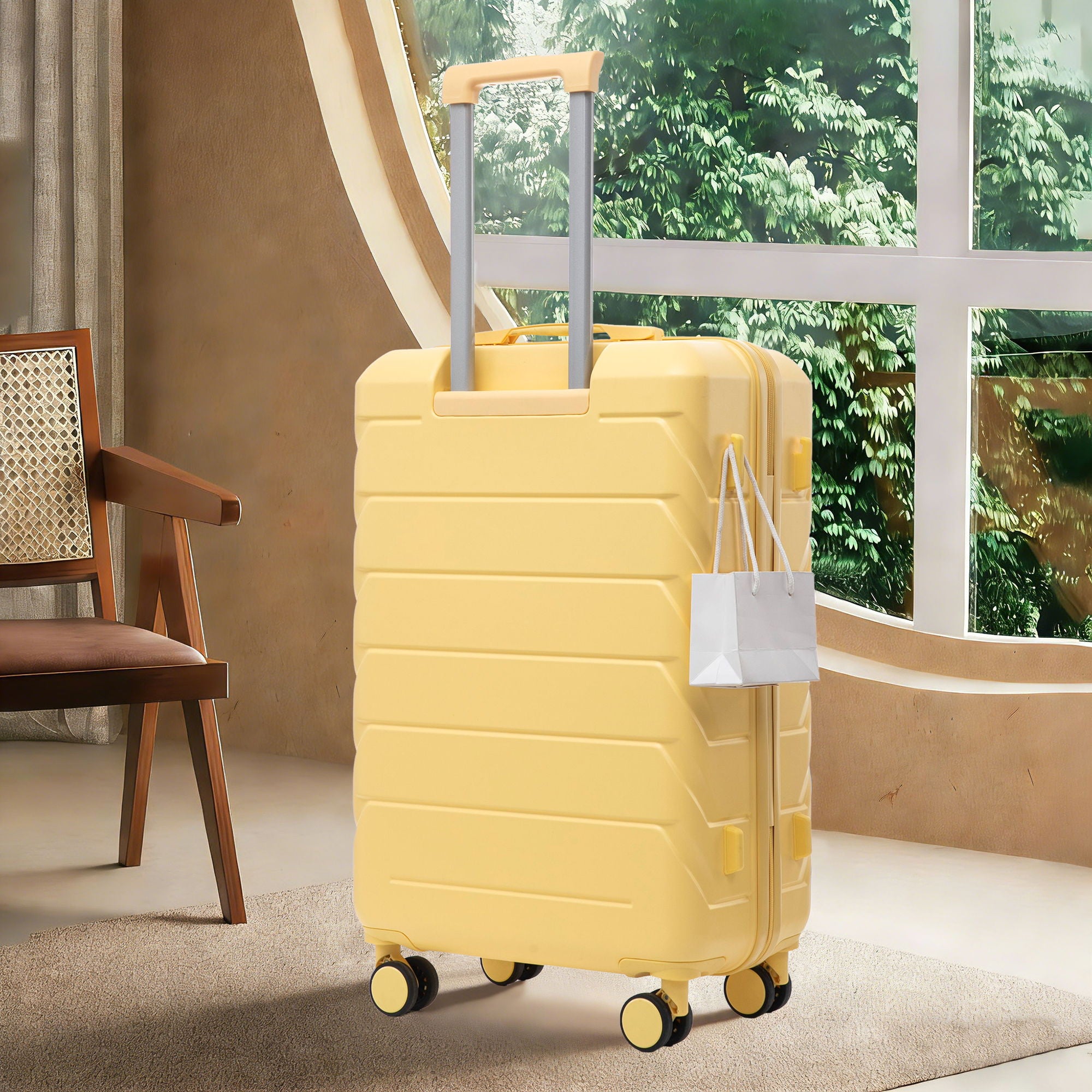 Hard Shell Luggage With Scratch Resistant Surface, 4 Wheels, Combination Lock & Side Hooks