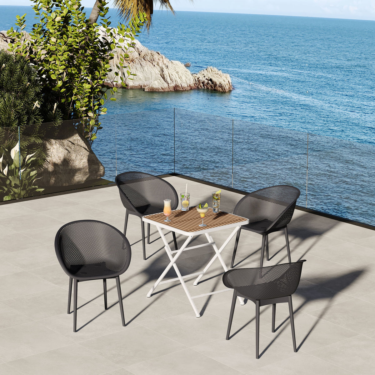 2 Piece Durable Single Chair With Hollow Out Design