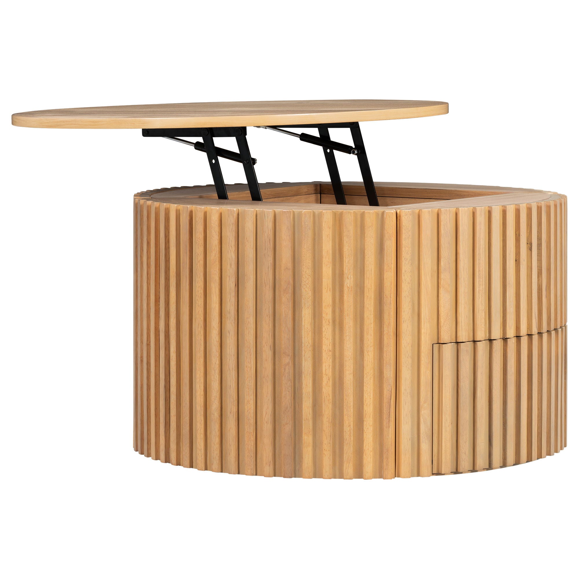 Round Lift Top Coffee Table With Hidden Storage For Living Room