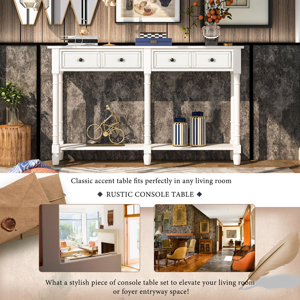 Hearth & Haven Daniel - Console Table With 2 Storage Drawers And Bottom Shelf