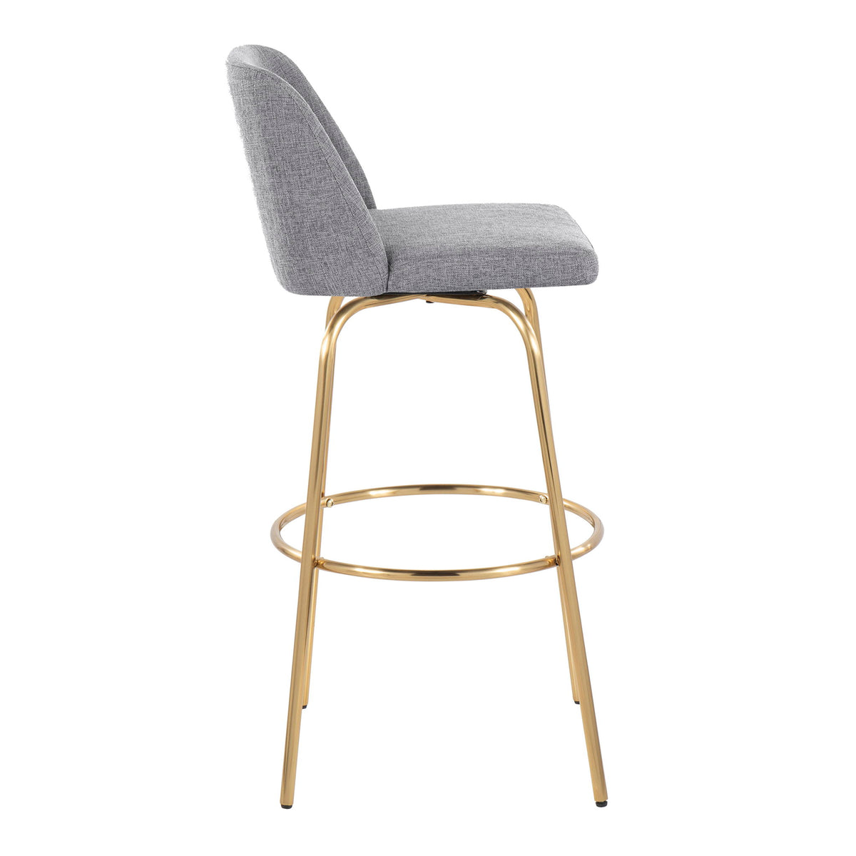 Toriano - Contemporary Fixed Height Barstool With Swivel And Round Footrest (Set of 2) - Gray