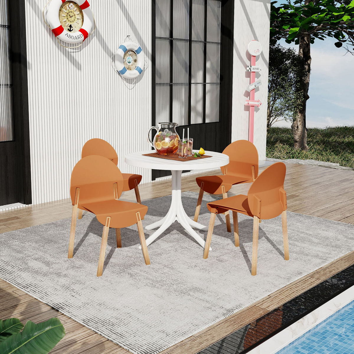 4 Piece Set Of Single Chairs With A Design Combining Modern And Traditional Elements
