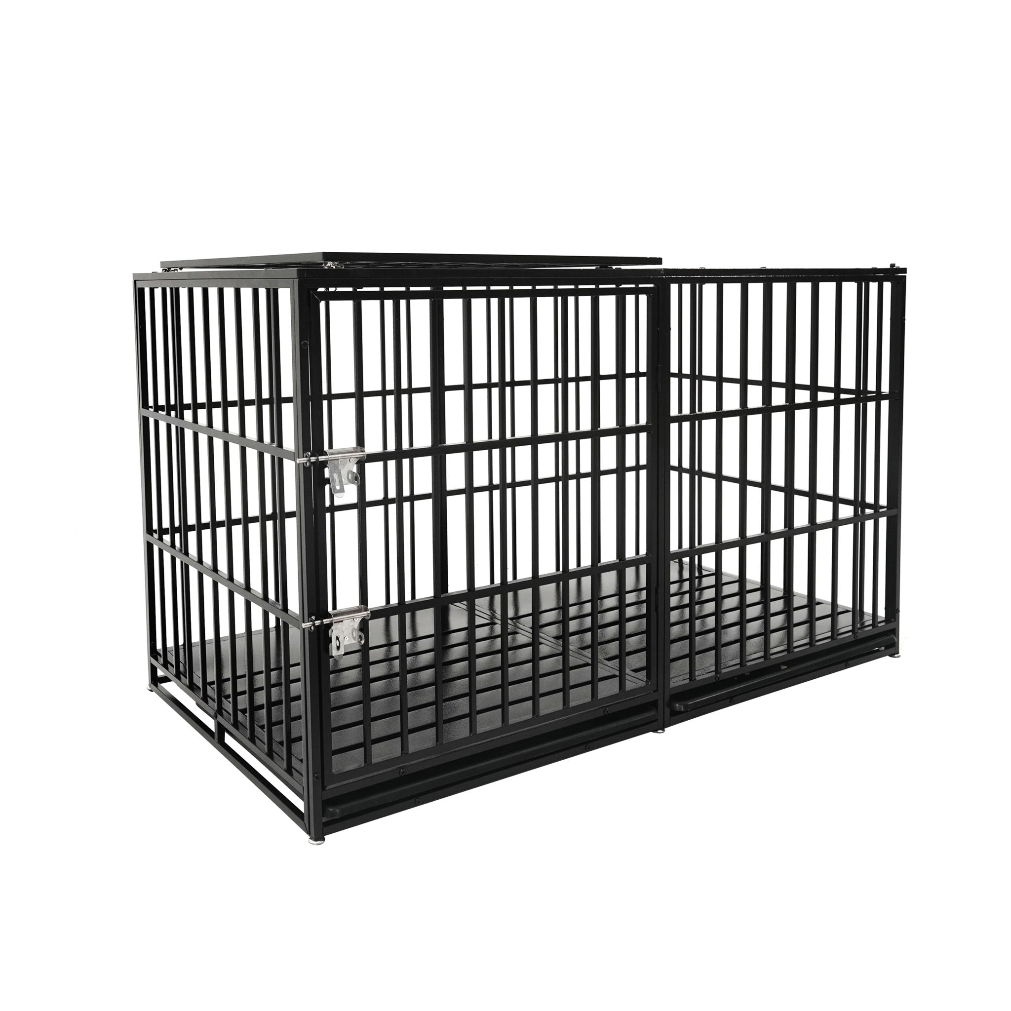 Extra Large Heavy Duty Dog Crate With Removable Pans For Dogs - Black
