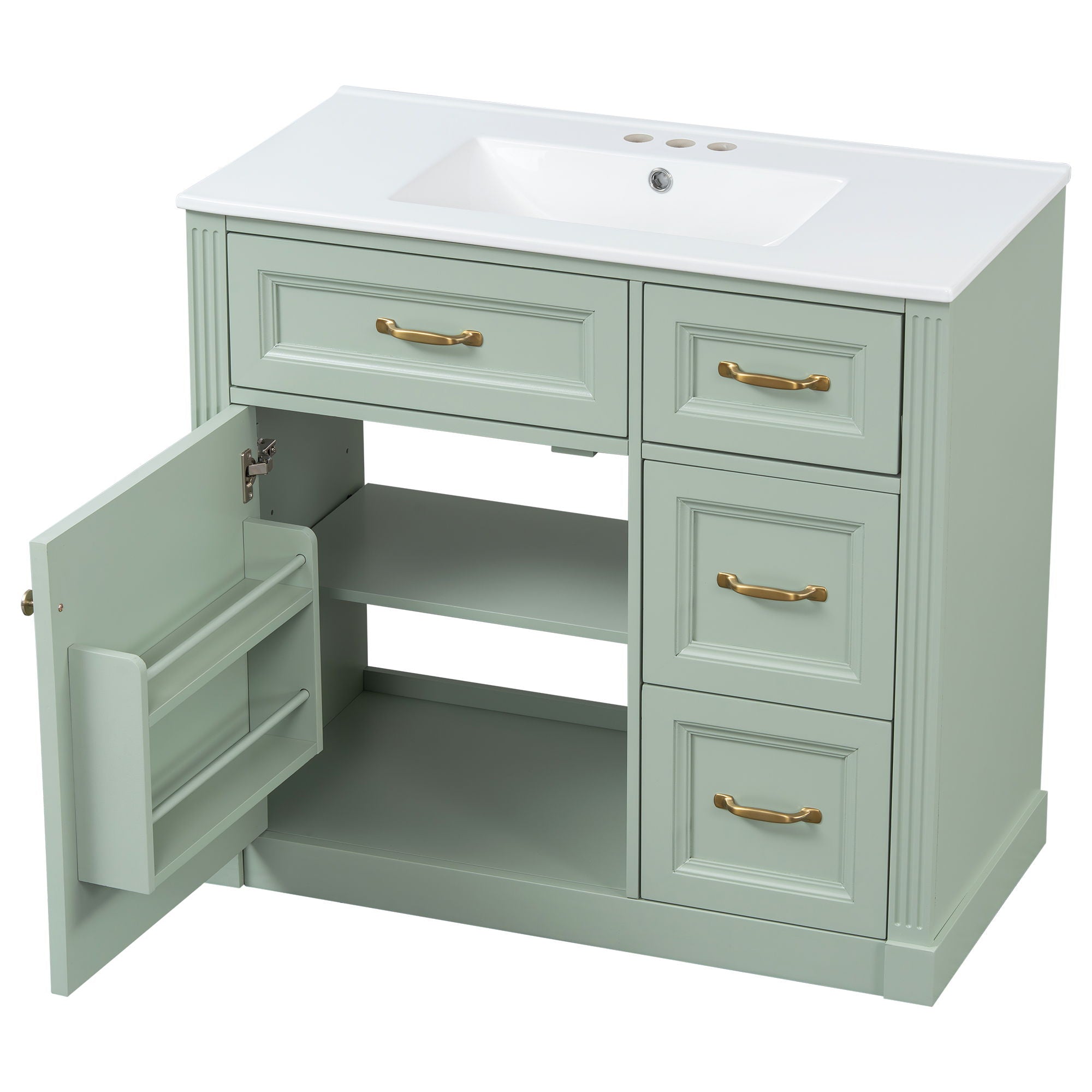 Modern Bathroom Vanity With Sink, 4 Drawers, Soft-Close Door, Adjustable Shelf