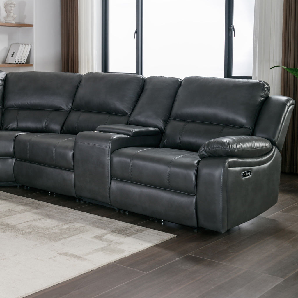 Power Reclining Sectional Sofa With 3 Adjustable Recliners, USB Ports & Cup Holders, Oversized Seating For Living Room - Black