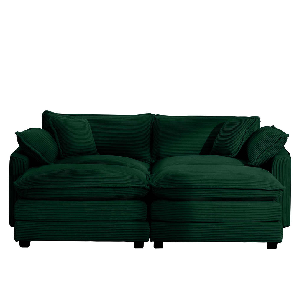 Modern Modular Cushion Sofa With Ottoman, Low Back, Deep Seating Sofa Set