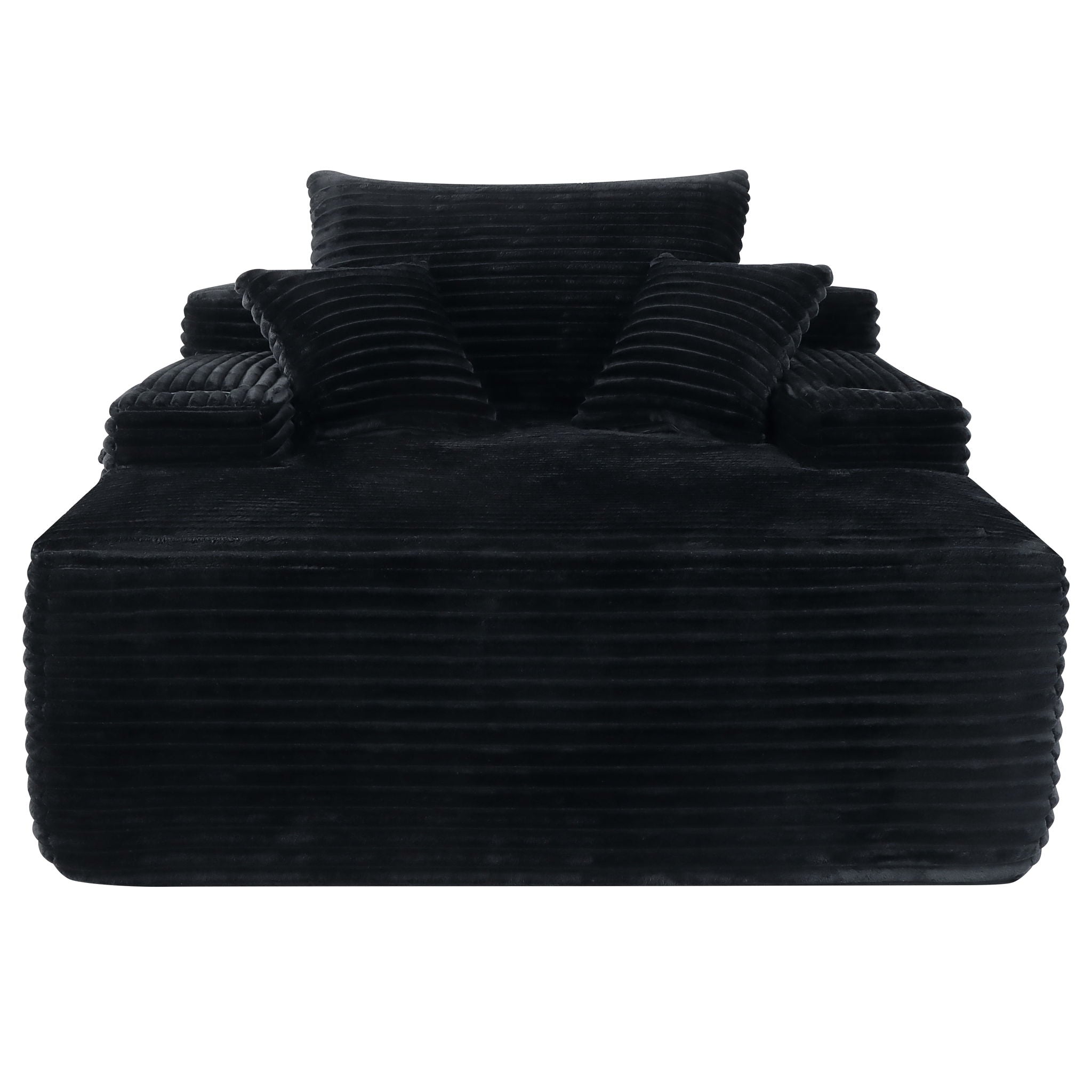 Convertible Chaise Lounge Chair & Wide Armrest & Throw Pillows - Black
