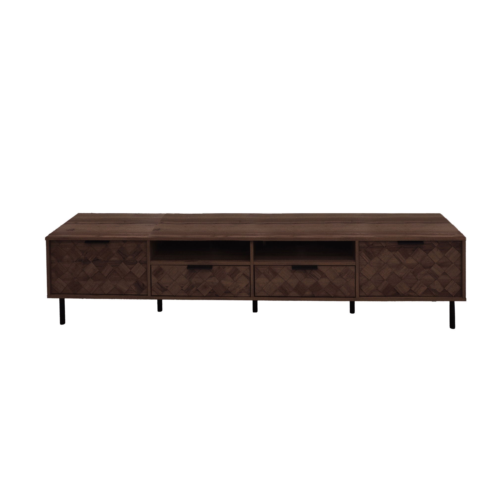 TV Stand For TVs Up To 85" With Closed Storage, Soft Closing Hinges, Living Room Entertainment Center - Walnut