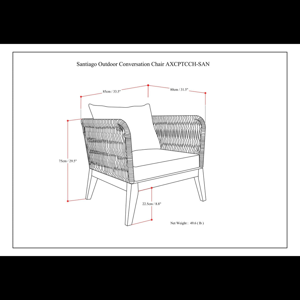 Santiago - Outdoor Conversation Chair - Slate Gray