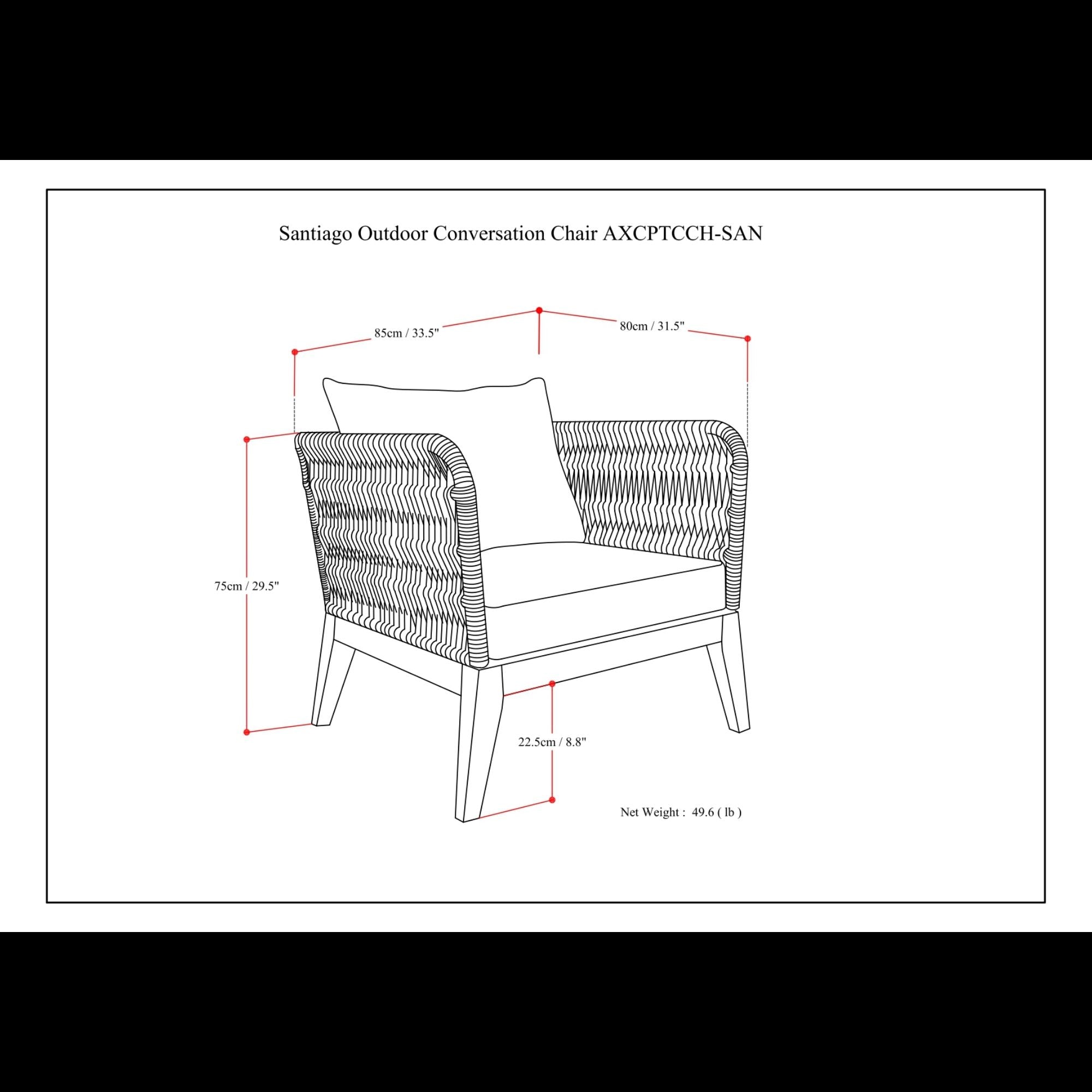 Santiago - Outdoor Conversation Chair - Slate Gray