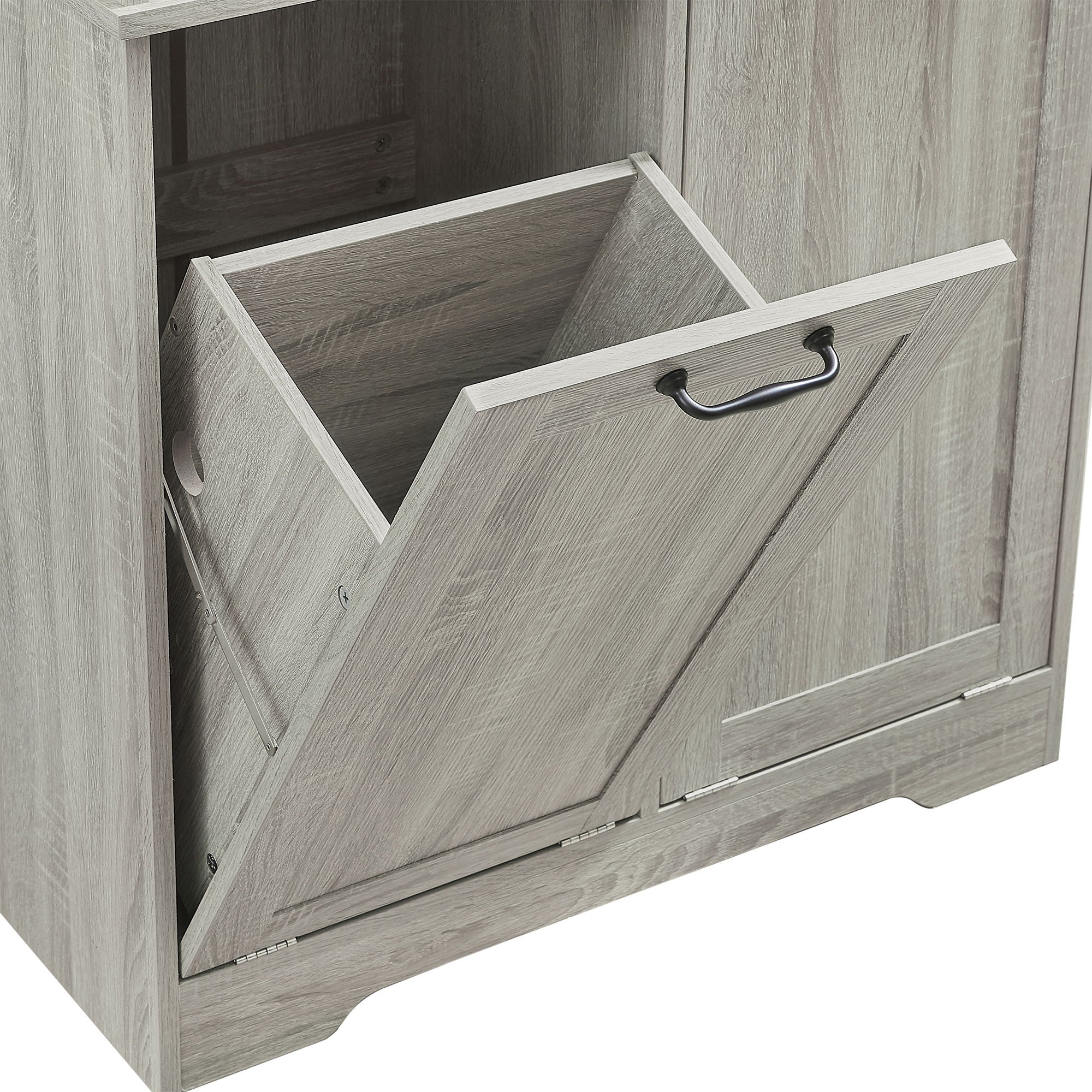 Freestanding Bathroom Storage Cabinet With Doors And Drawers, Adjustable Shelves, Tilt-Out Laundry Hamper