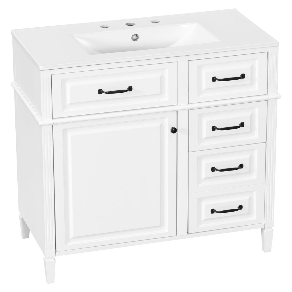 Modern Bathroom Vanity With Sink Top, Flip Drawer Design