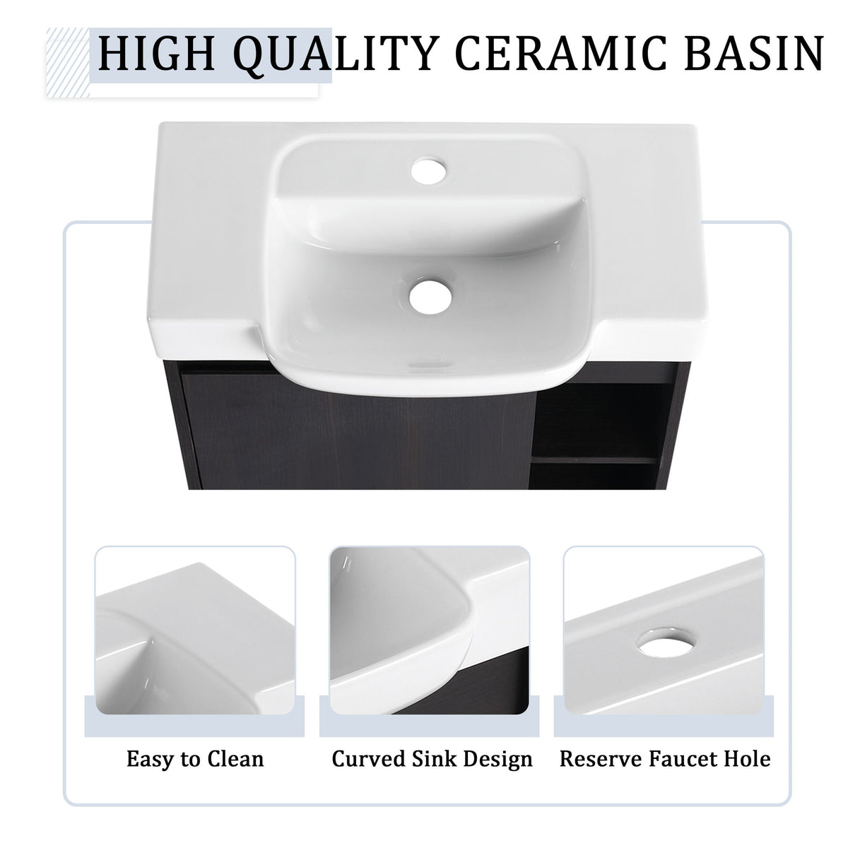 Wall Mounted Bathroom Vanity With Sink, Soft Close Door