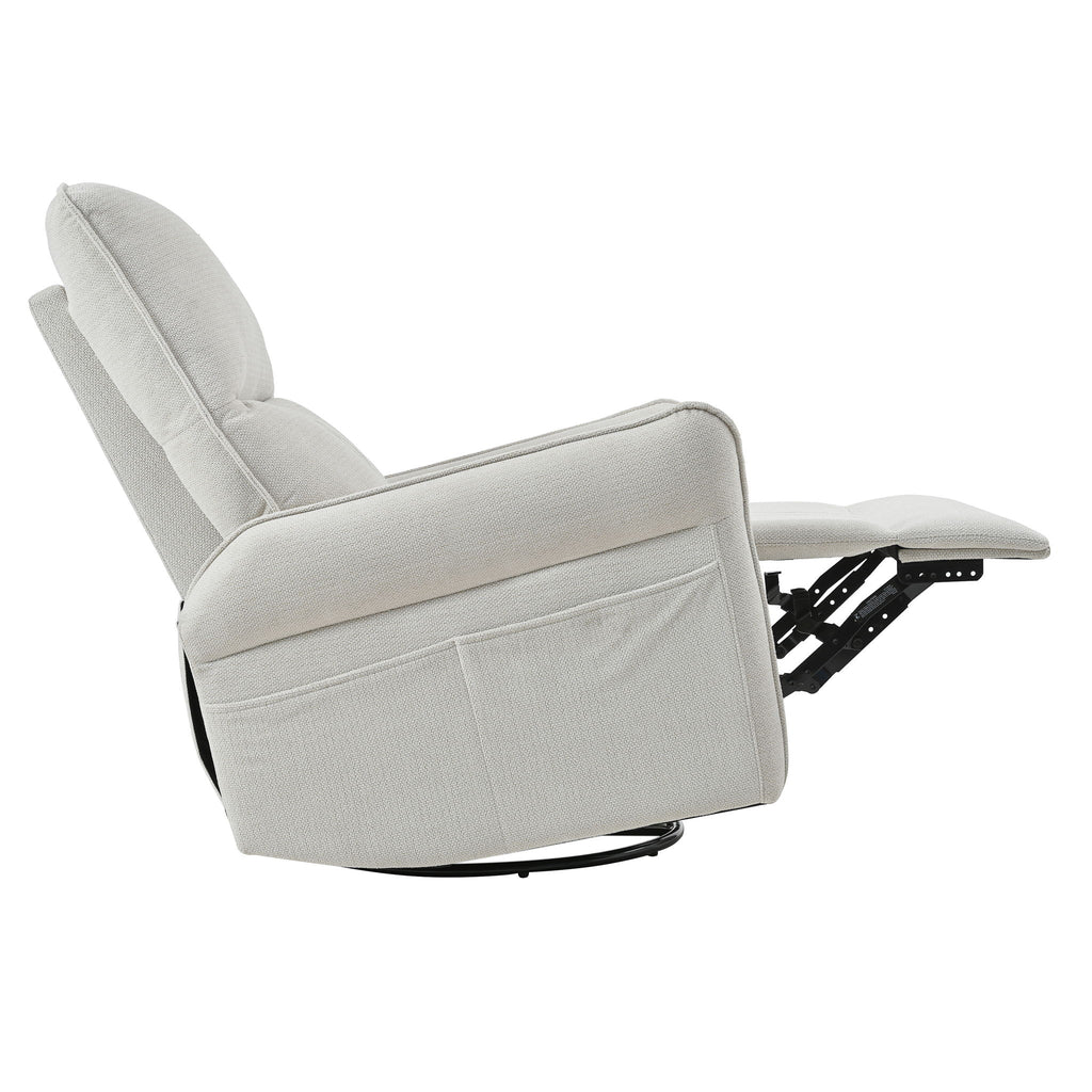 360° Swivel Rocker Recliner Chair, Swive Nursery Rocking Chair With Pull Ring, Glide Chair For Livin Room - Gray