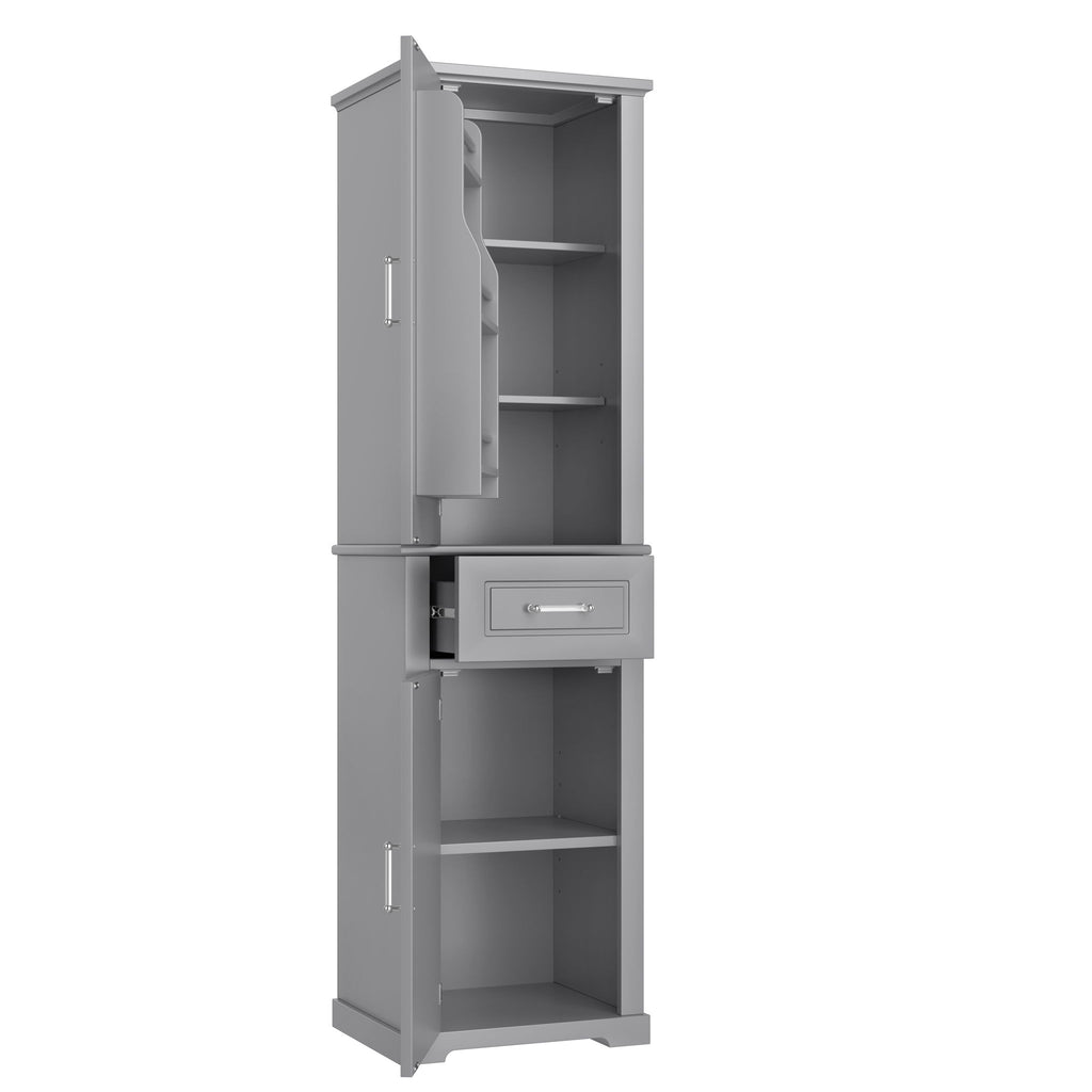Tall Freestanding Bathroom Storage Cabinet With Adjustable Shelf, 2 Door Design