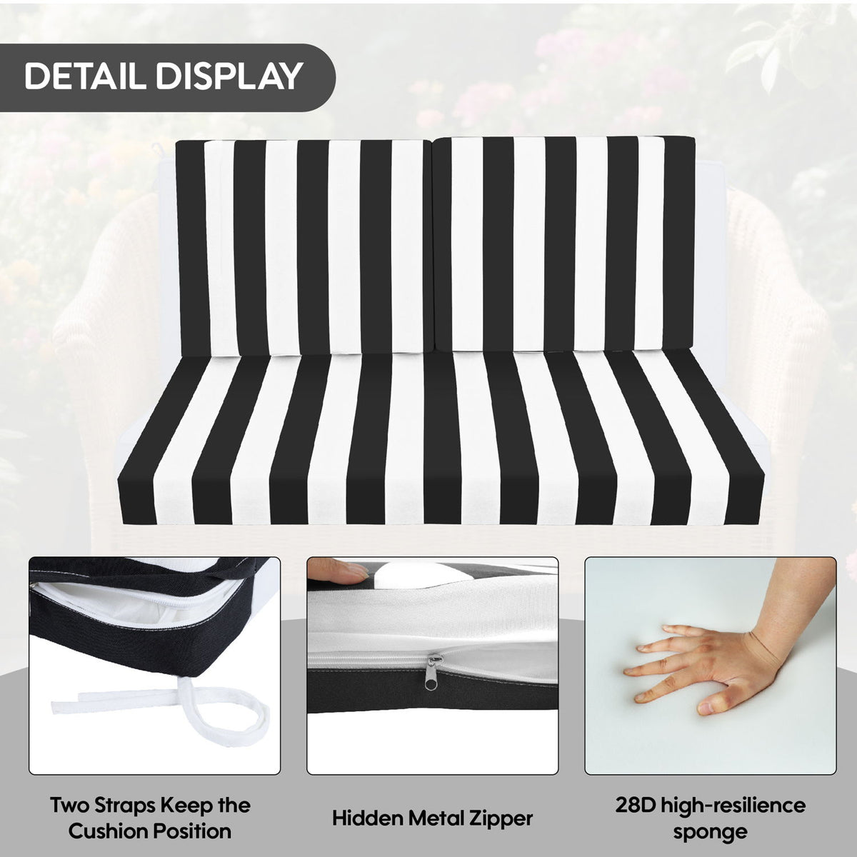 Outdoor Deep Seat Waterproof Replacement Patio Chair Cushions (Set of 2)