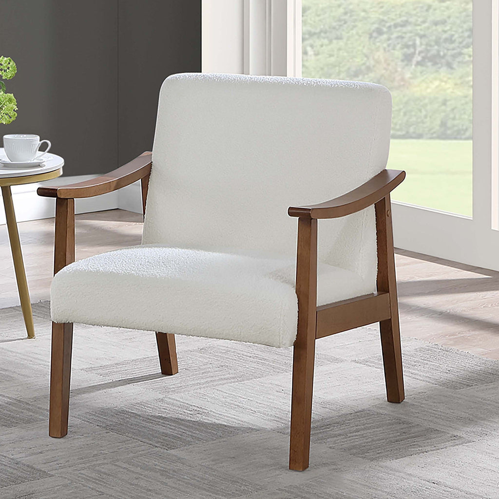 Upholstered Accent Chair With Frame Low Profile Seating For Living Room - White