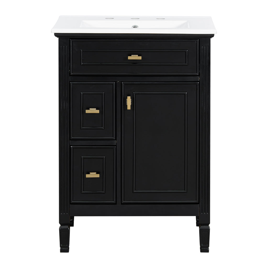 Modern Bathroom Vanity With Sink, Flip Drawer, 2 Drawers, Adjustable Shelf