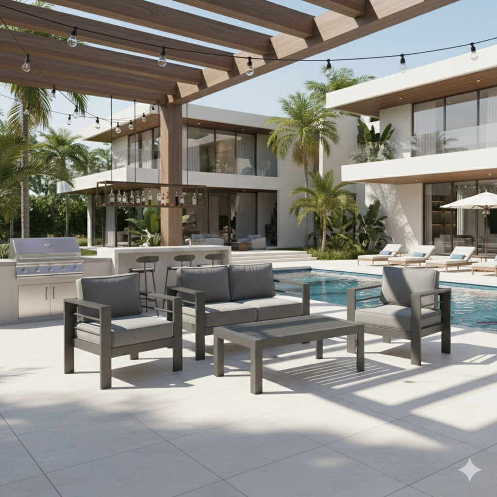 Outdoor Patio Set All-Weather With Thick Cushions