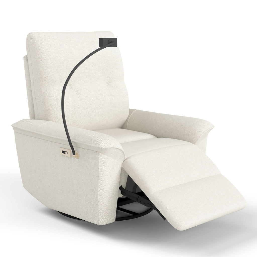 270° Power Swivel Rocker Recliner Chair With Phone Holder, Electric Glider Reclining Sofa With USB Ports For Living Room Bedroom - Beige