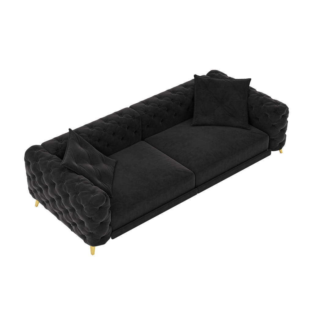 3 In 1 Convertible Sleeper, Deep Seat Pull Out Sofa Bed, Button Tufted