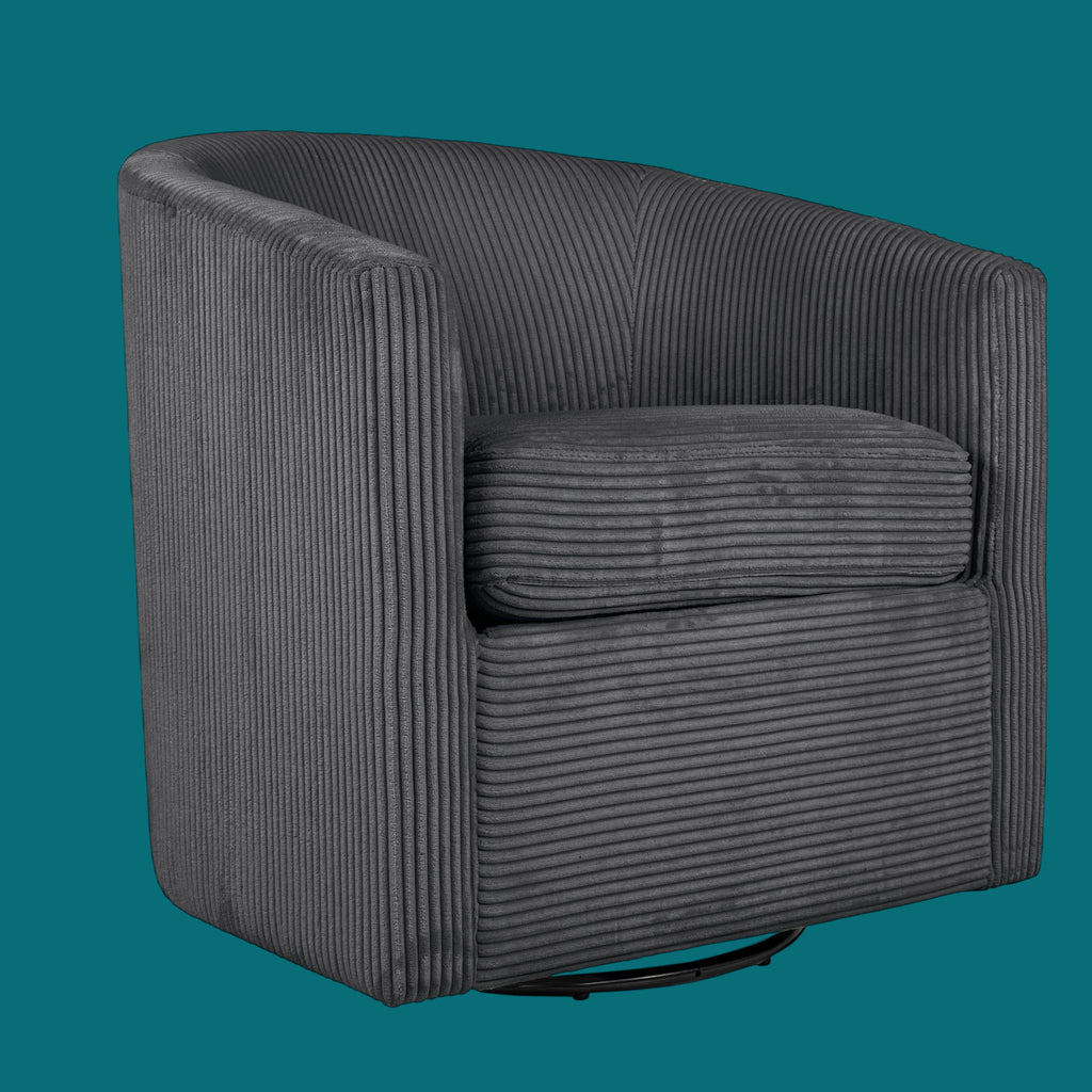 Swivel Accent Chair With U Backrest, Plush Cushion Living Room Furniture