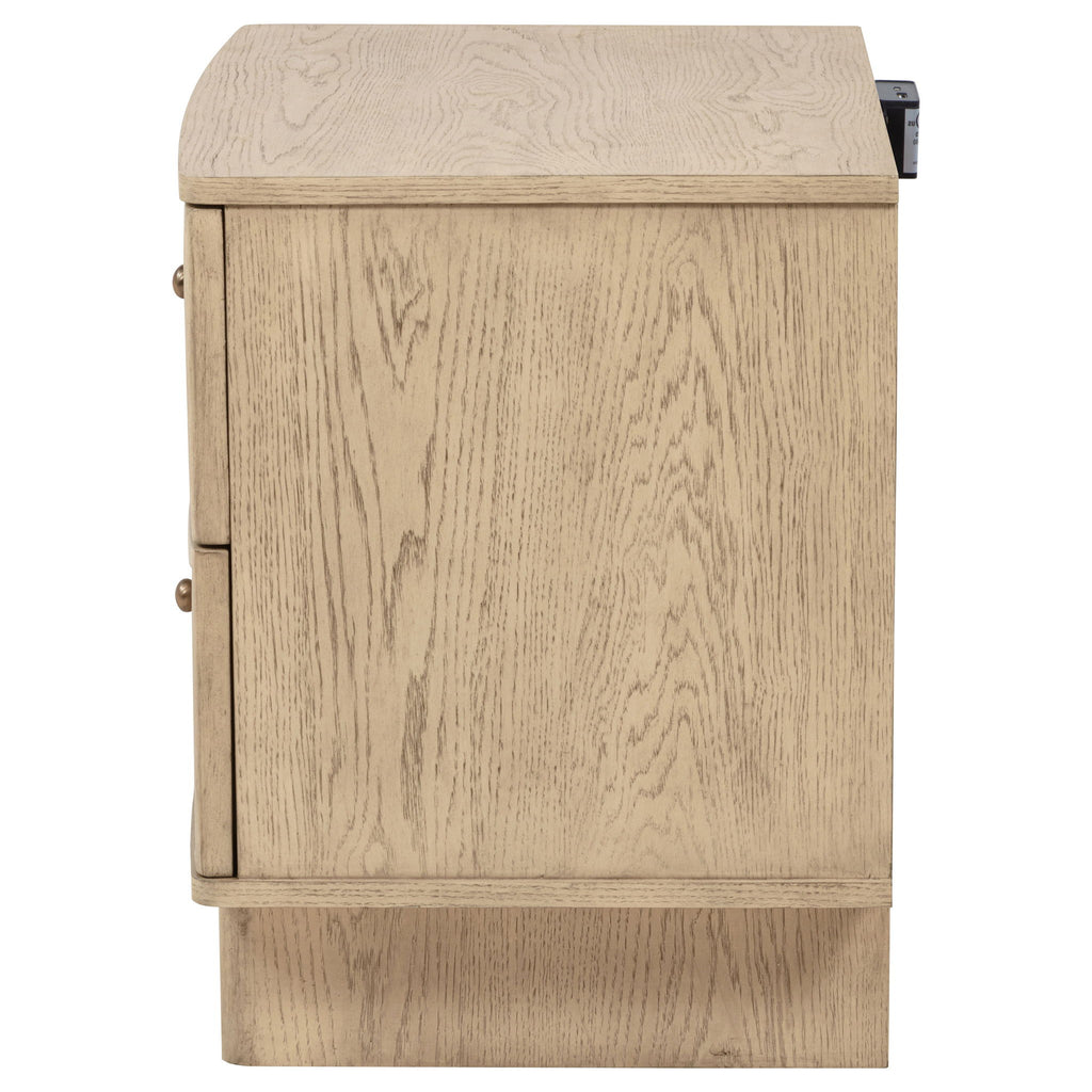 Kimpton - 2 Drawer Nightstand With USB Charging Ports - Beige