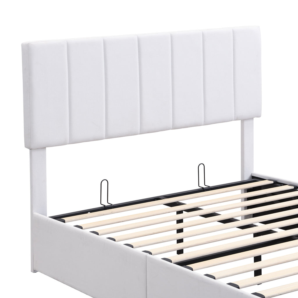 Elegant Upholstered Platform Bed With Hydraulic Storage System