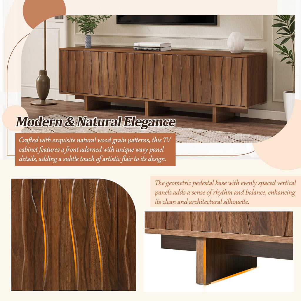 Retro Style TV Stand With Wavy Door