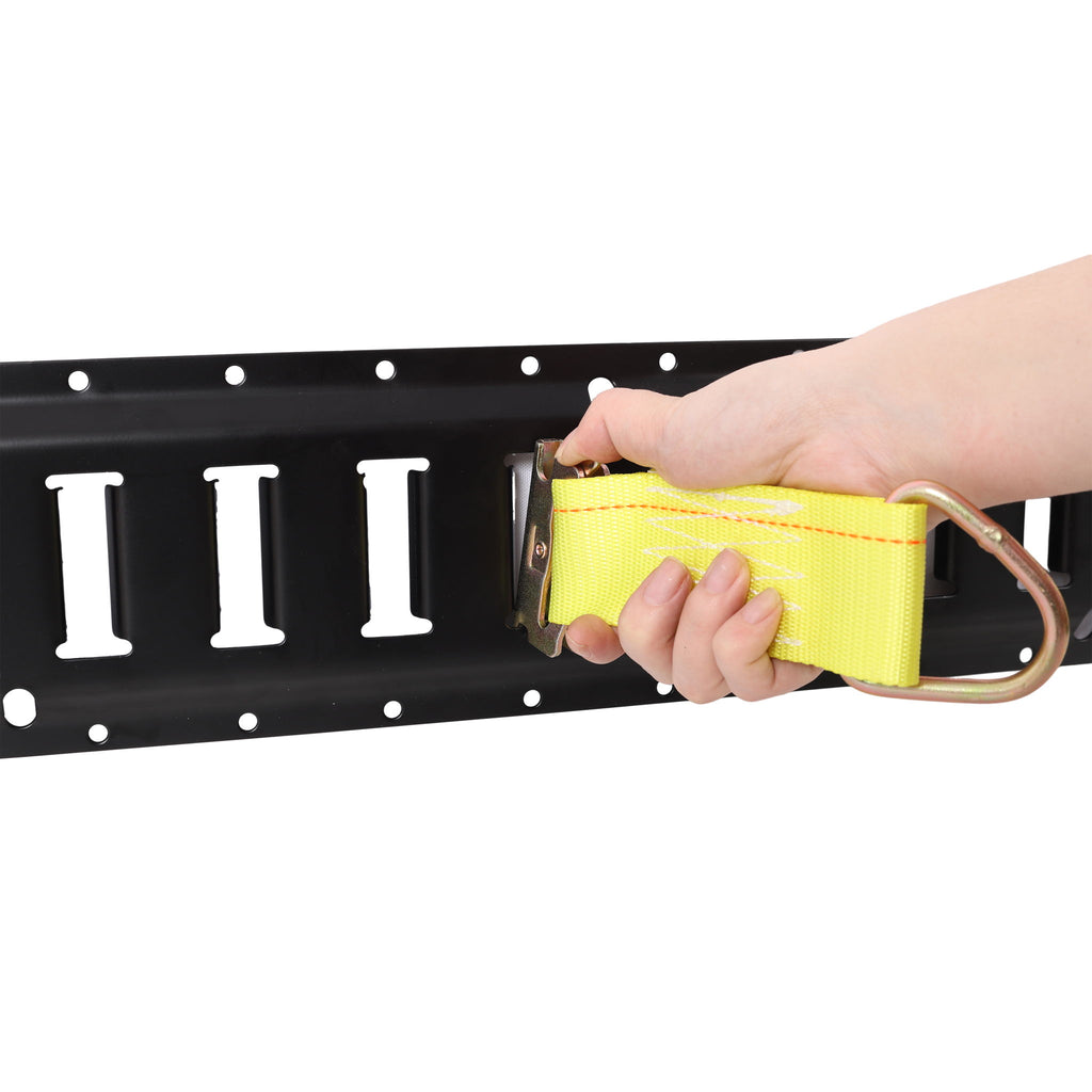 18 Pieces E Track Tie-Down Rail Kit For Trucks, Vans, And Garages With O-Ring Anchors And Ratchet Straps - Black
