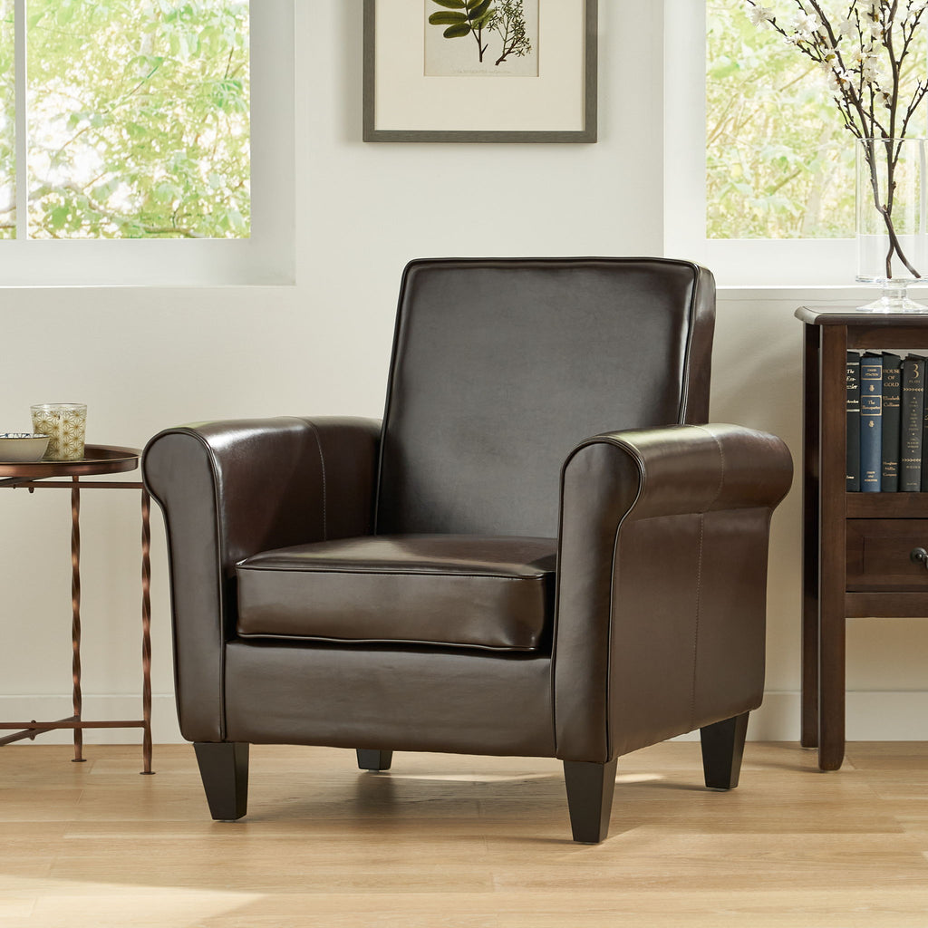 Hollister - Club Chair With Birch Legs - Brown Pu