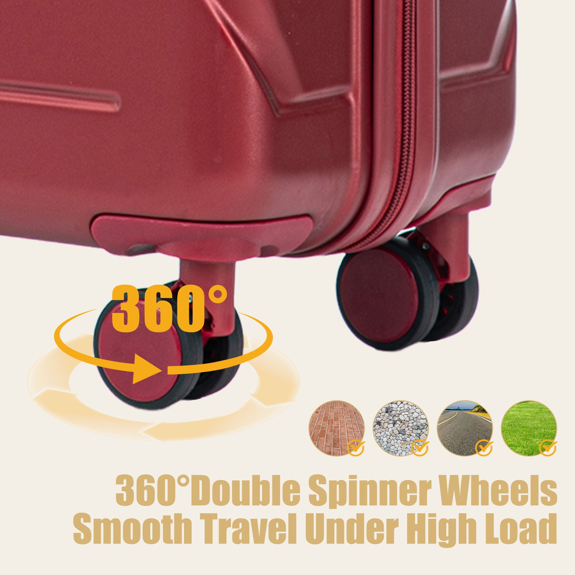 Hard Shell Luggage With Scratch Resistant Surface, 4 Wheels, Combination Lock & Side Hooks