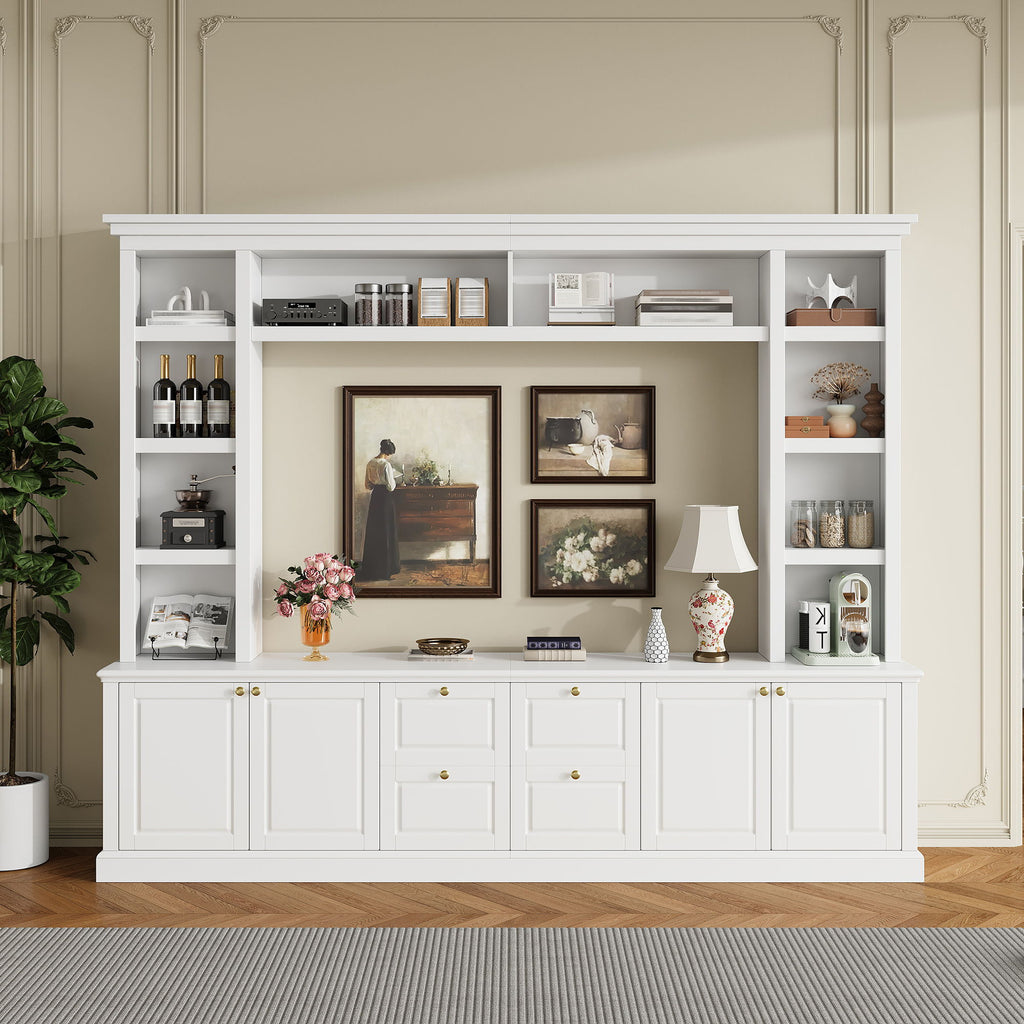 TV Stand With Bookcase, Storage Cabinet With 3 Adjustable Shelves, Living Room Entertainment Center - White