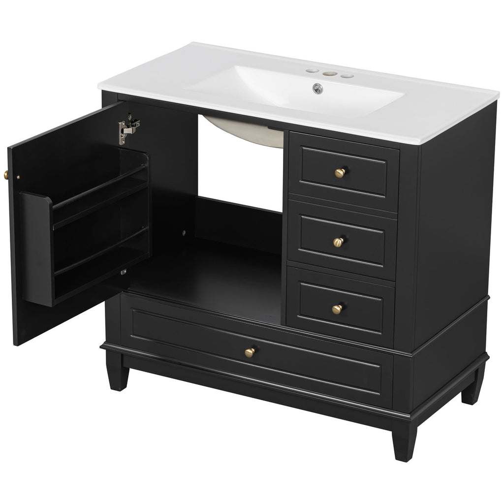 Modern Bathroom Vanity With Sink, 3 Drawers & Cabinet