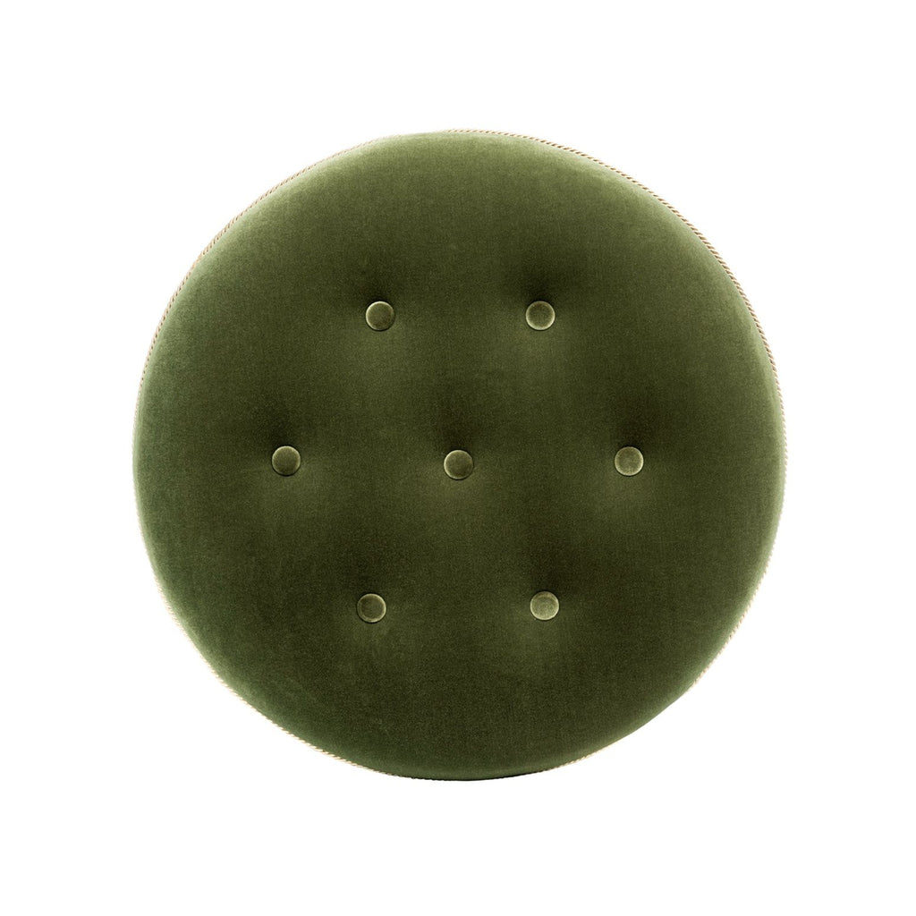 Maribel - Round Accent Ottoman - Olive Green