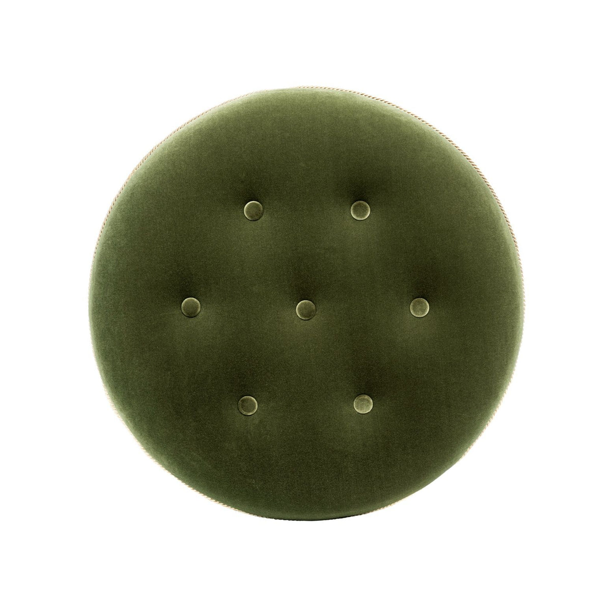 Maribel - Round Accent Ottoman - Olive Green