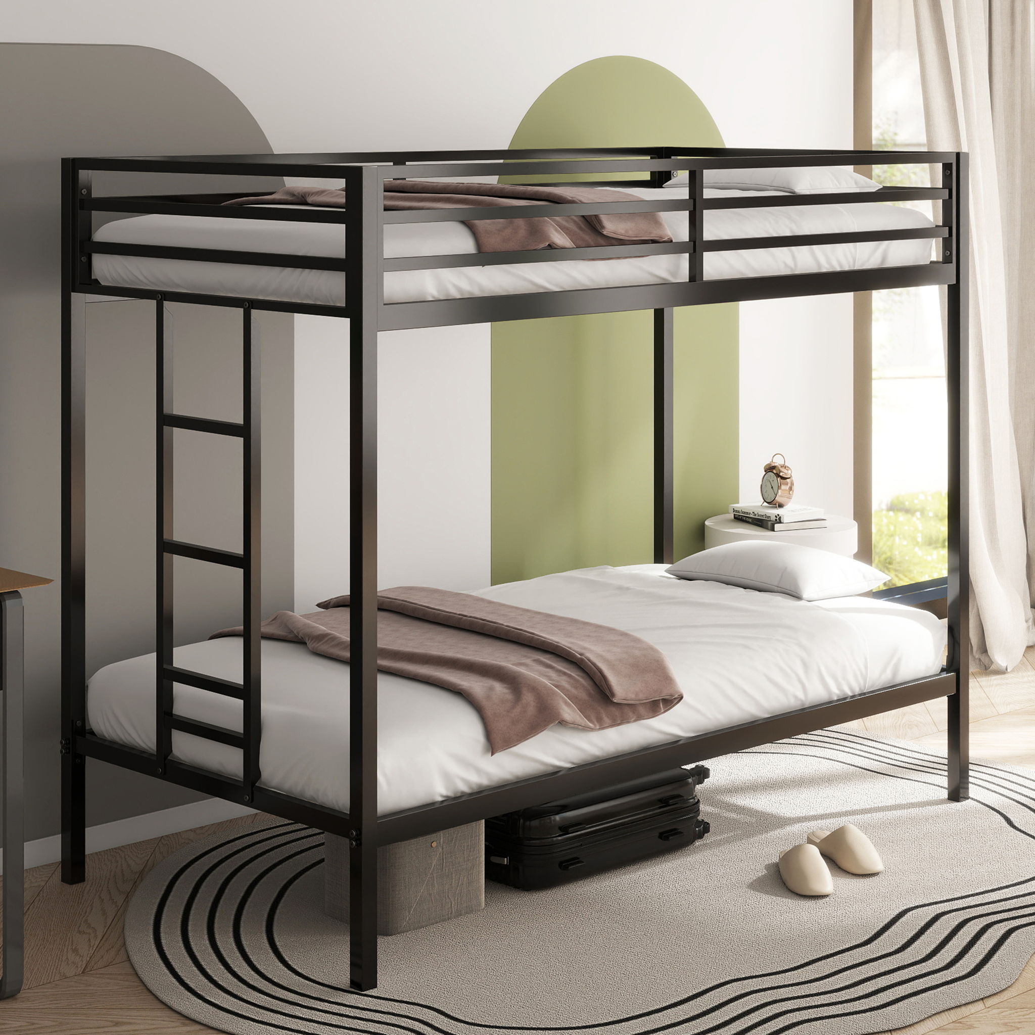 Adam - Twin Over Twin Bunk Bed - Black