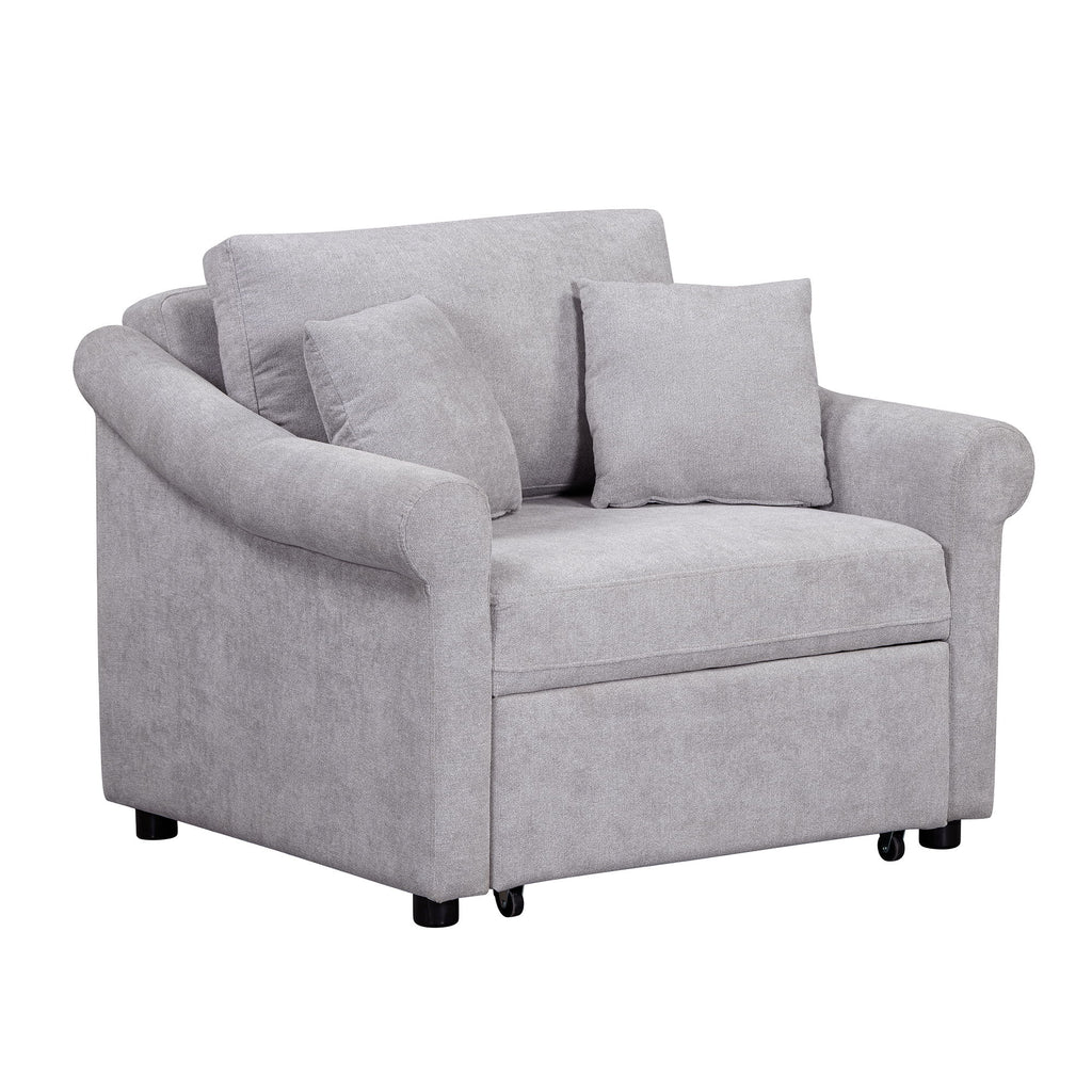 Convertible Sleeper Chair With Adjustable Backrest, 3 In 1 Lounger Chair Turns Into Bed, Single Bed For Living Room
