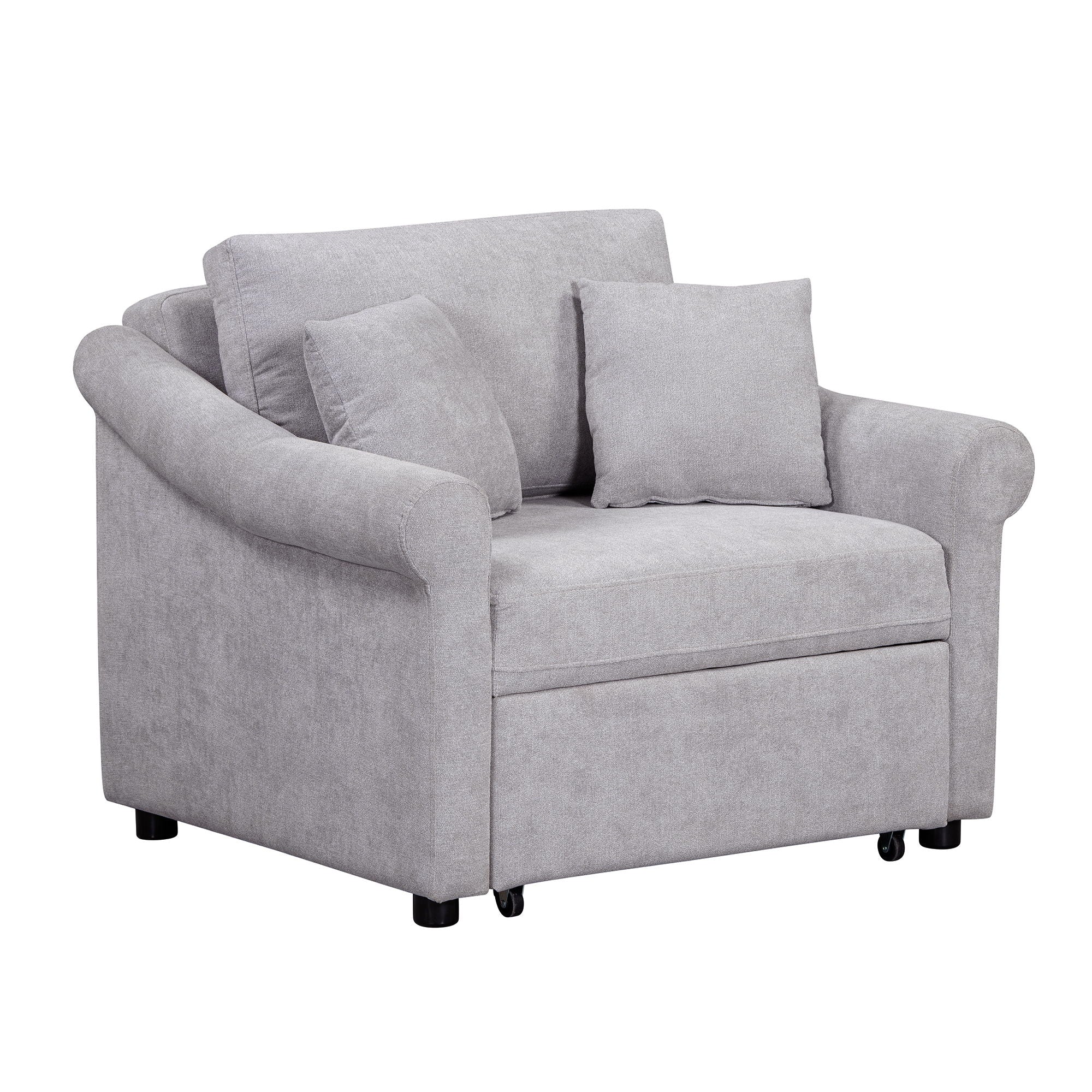 Convertible Sleeper Chair With Adjustable Backrest, 3 In 1 Lounger Chair Turns Into Bed, Single Bed For Living Room