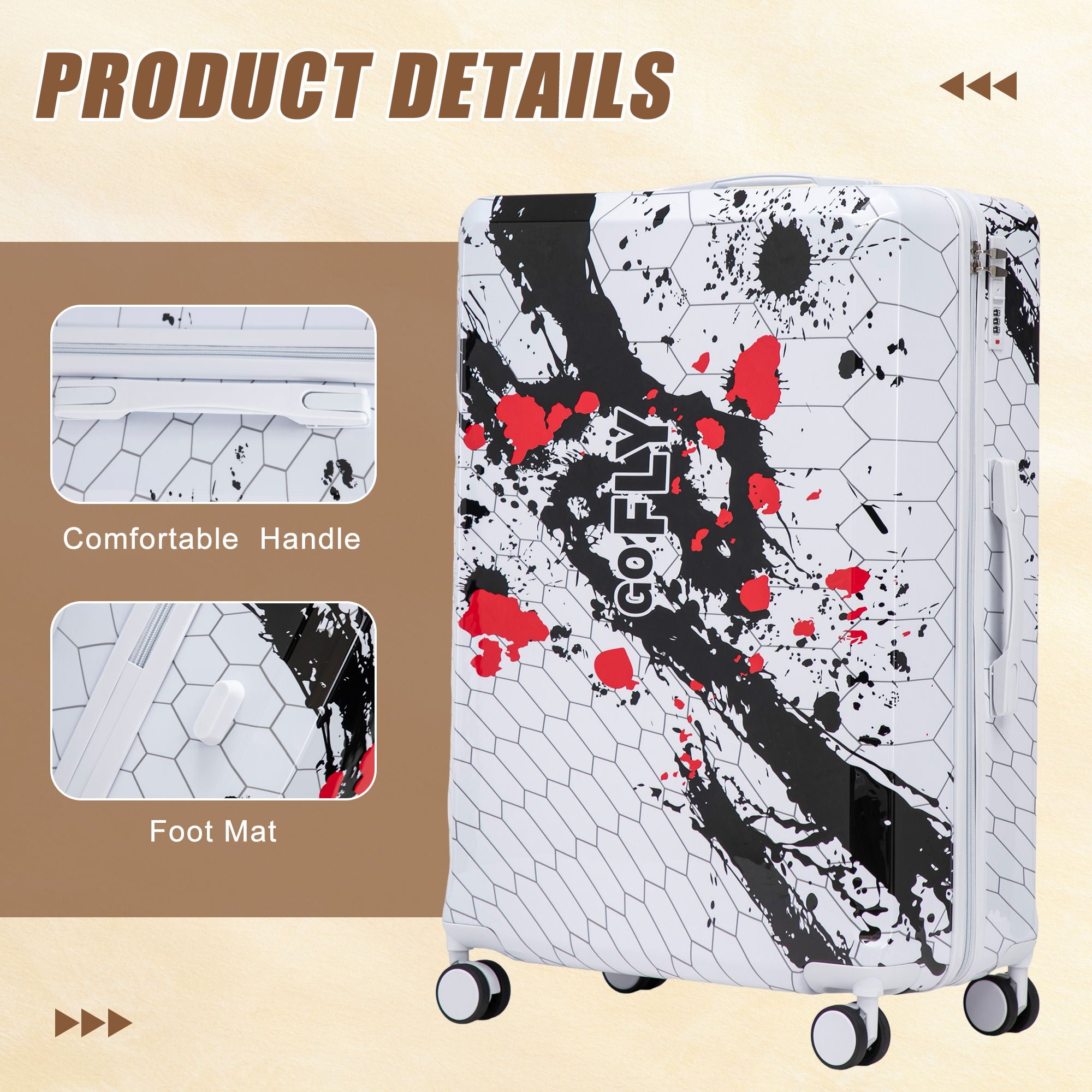 Luggage With Printed Pattern, Combination Lock