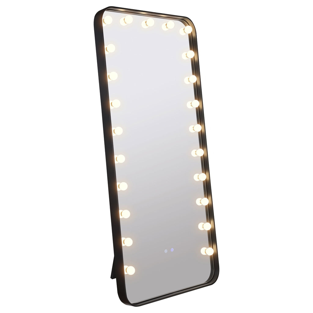 Villancourt - LED Standing Mirror With Speakers - Black
